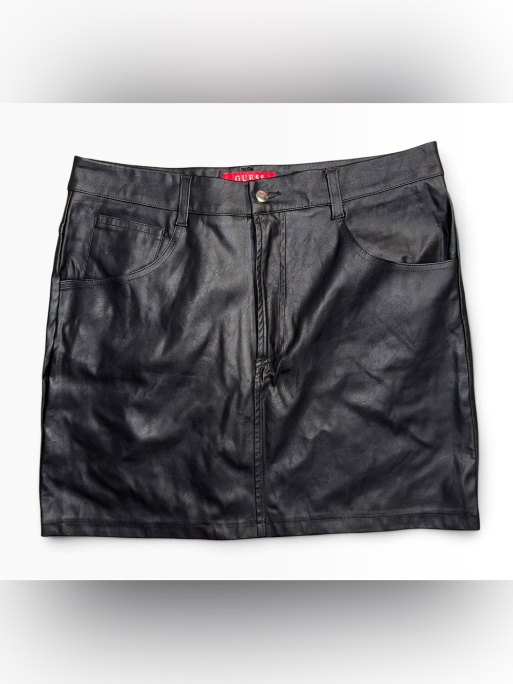 GUESS Black Goth Grunge Darkcore Faux Leather Mini Skirt